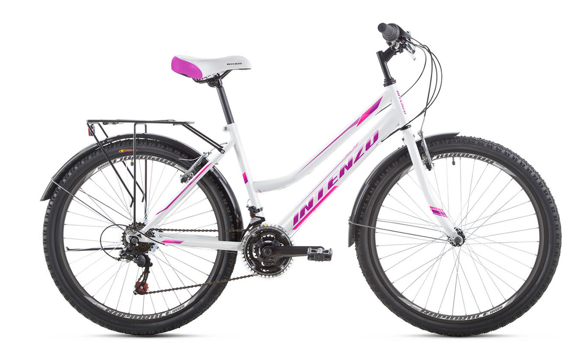 Фотография Велосипед Intenzo COSTA V-brake 26" размер S 2021 Бело-фиолетовый
